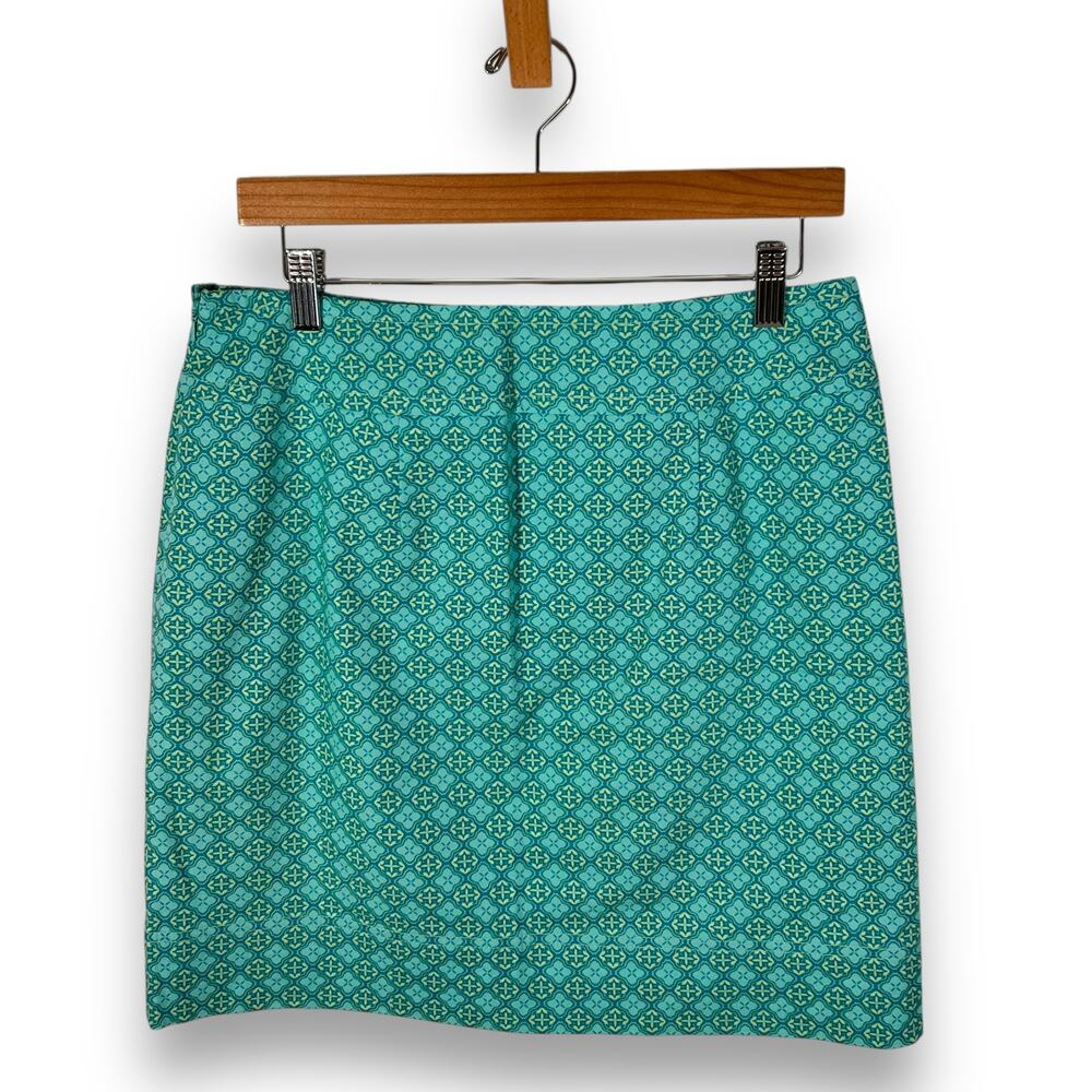 Talbots Blue Medallion A Line Skirt Cotton Stretch Knee Length Size 6 - Picture 4 of 9